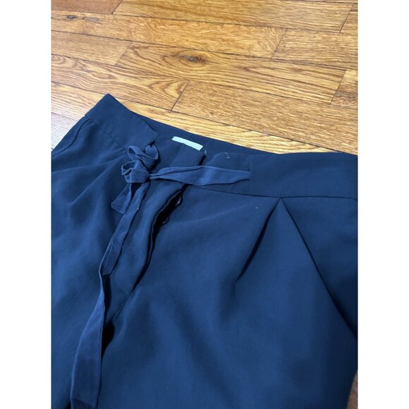Aritzia Wilfred Womens Cropped Dress Pants Size 2 Navy Blue Button Fly Belted - Picture 3 of 7